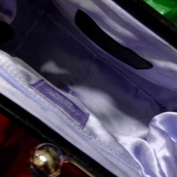 COACH Satin & Leather Rhinestone Swarovski Crystal Buckle Satin Lined NWT - Picture 3 of 10